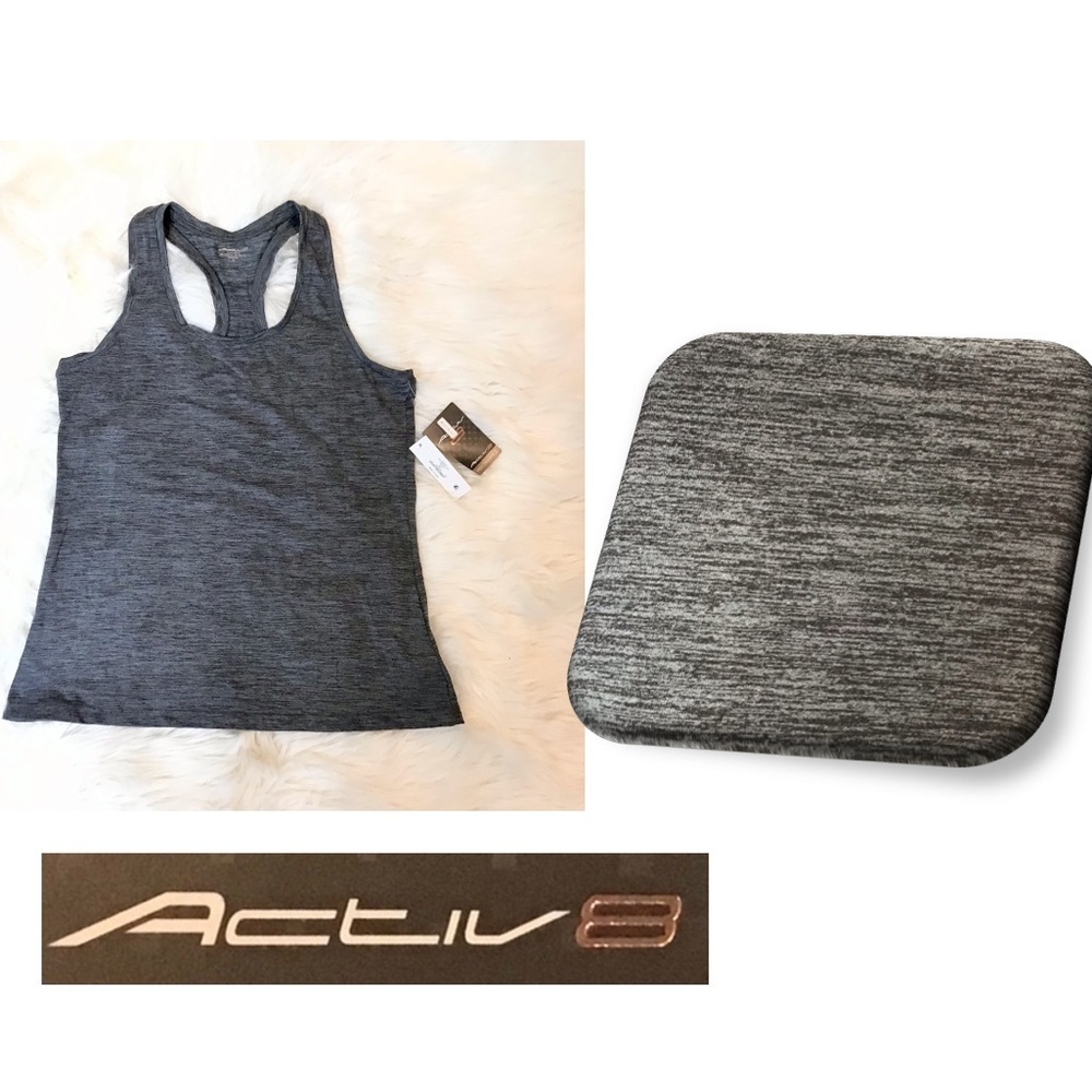 Activ8 Womens Gray RacerBack Athletic Work-Out Tank Top